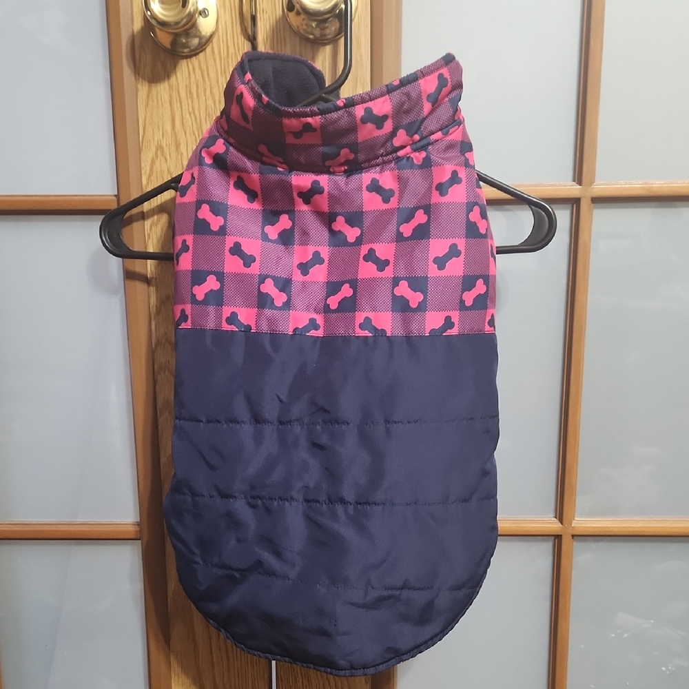 Pink And Blue Fleece Lined Dog Jacket